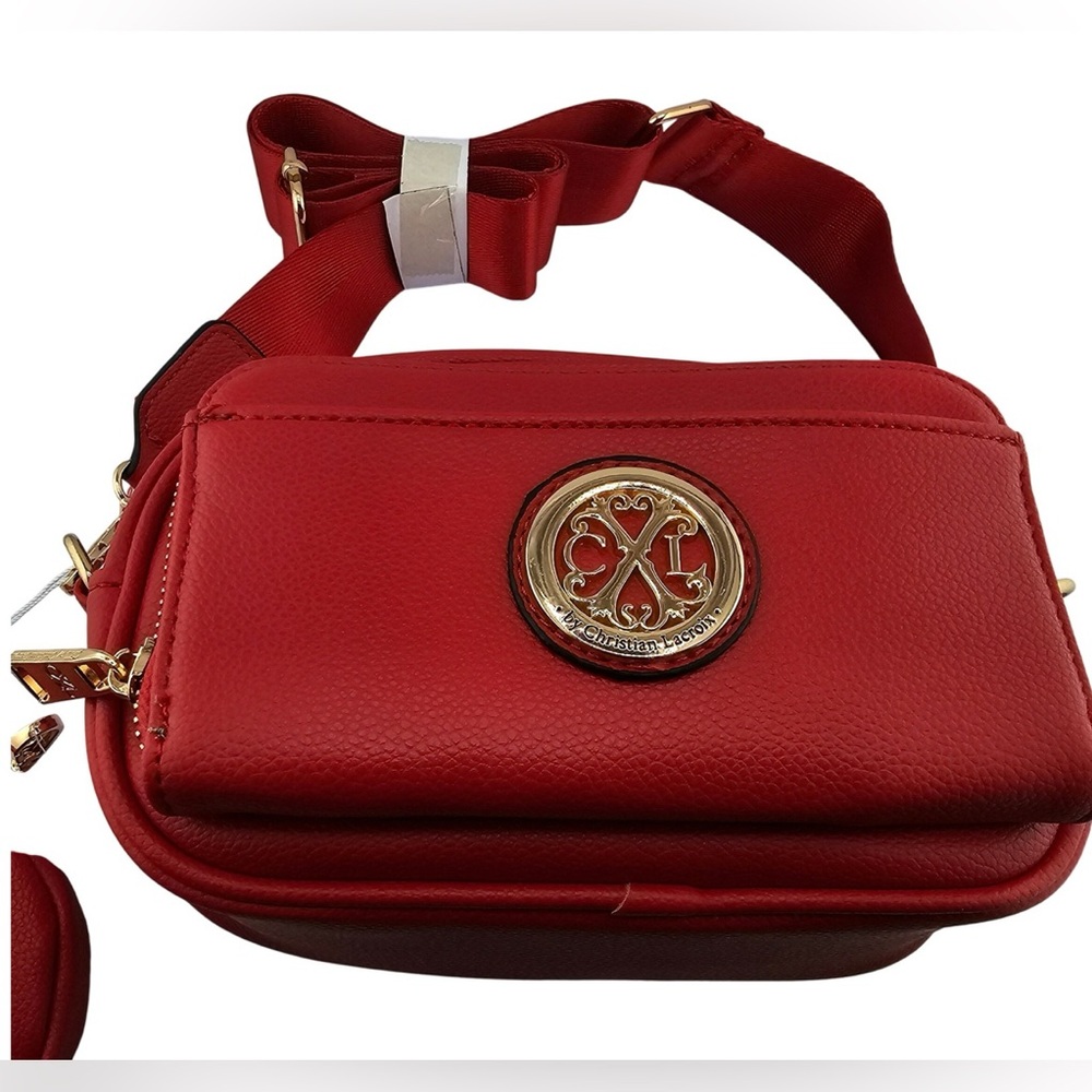 CXL by Christian Lacroix Eve Pebble Camera Bag Red NWT w/ Detachable Mini Zip